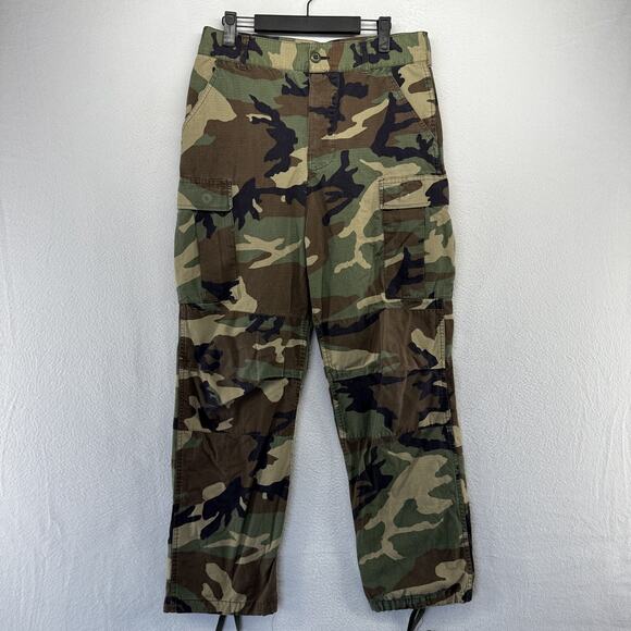 Vintage Military Pants Mens Small Woodland Camo Cargo Hunting Fit 30x30 Tactical - Picture 1 of 9